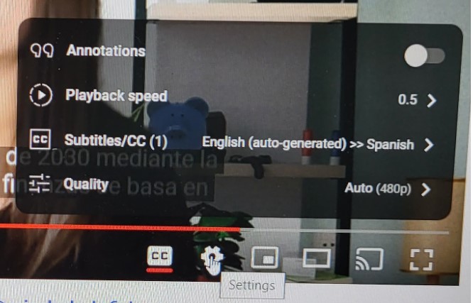 Screenshot of YouTube speed settings